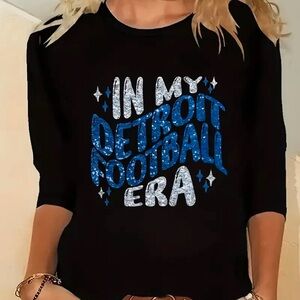 “Detroit Football (Lions) Era” Long sleeve Women’s t-shirt black Size 3XL New